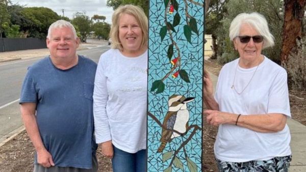First of five Stobie pole mosaics completed in Murray Bridge
