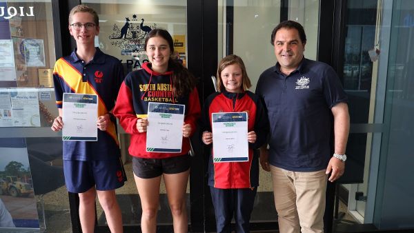 Tony Pasin presents sporting champions grants in Murray Bridge