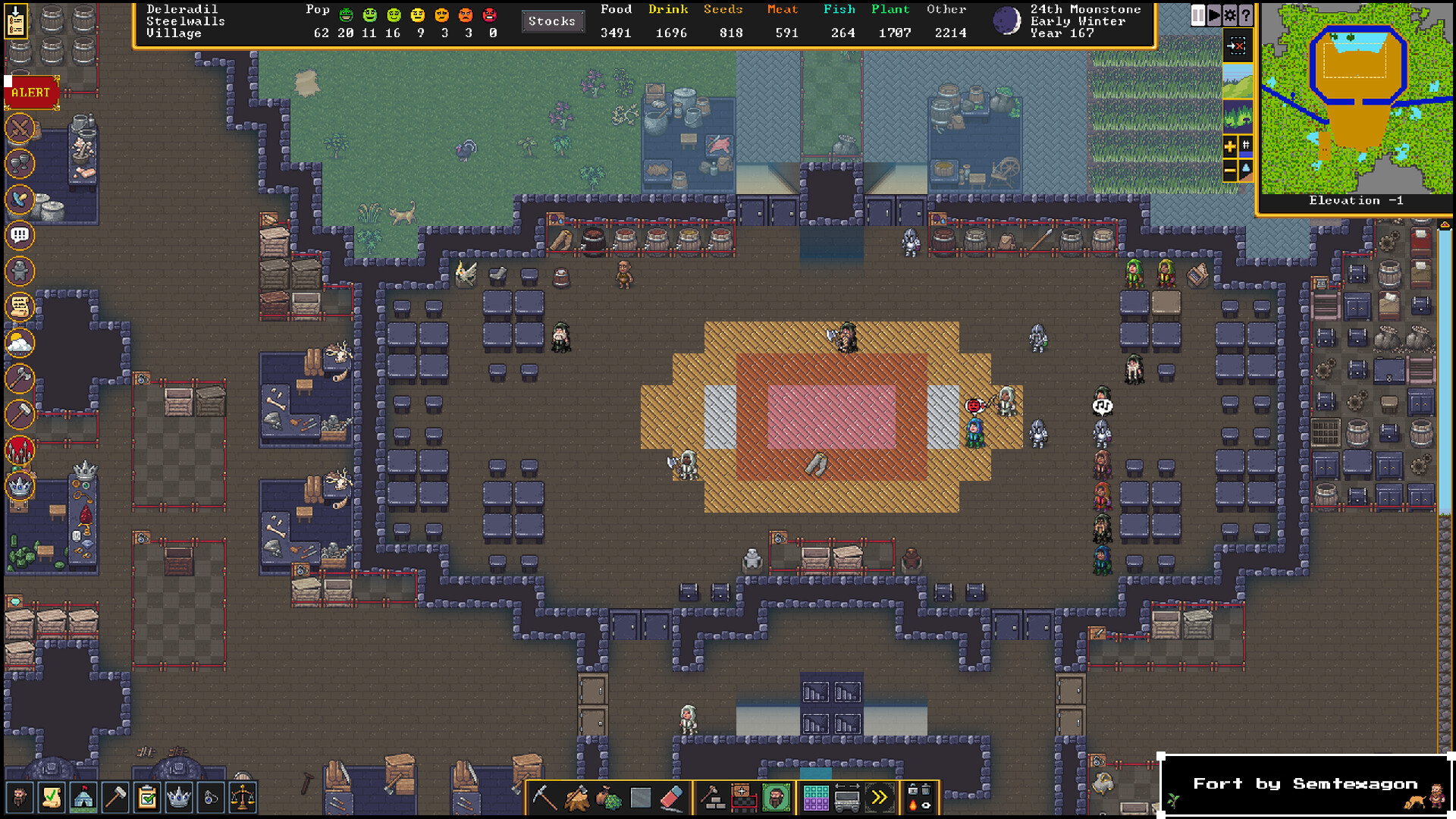 Les graphismes sont un poil plus beau sur la version Steam. Un poil. Capture d’écran du jeu Dwarf Fortress