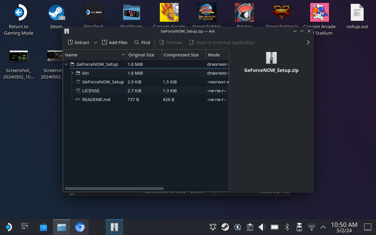 Une fois le dossier zip téléchargé, cliquez sur Extract. GeForce Now