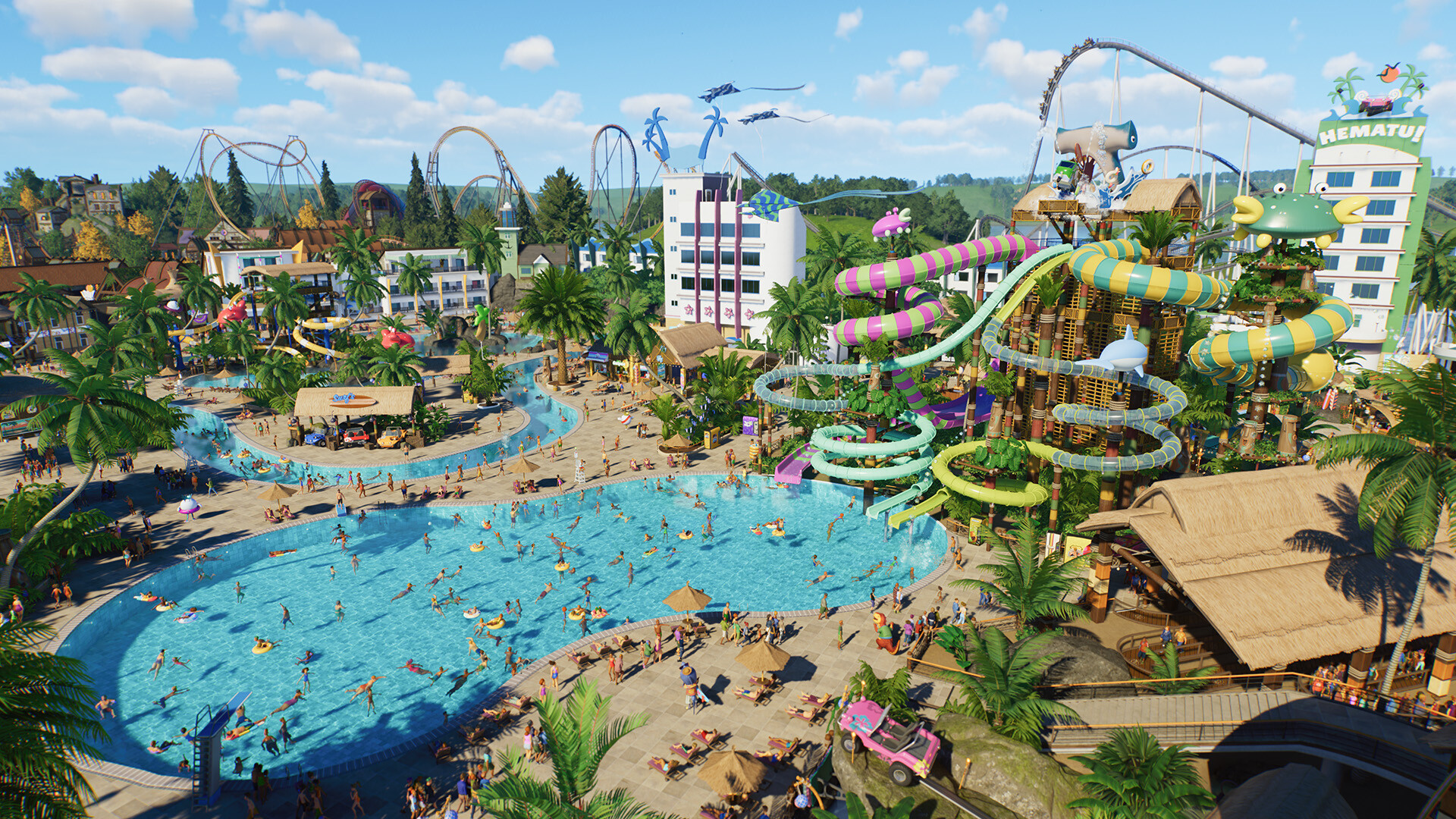 Un nouveau jour sur lève sur Aqua-Landes, le parc préféré des habitants de Mont-de-Marsan Le jeu Planet Coaster