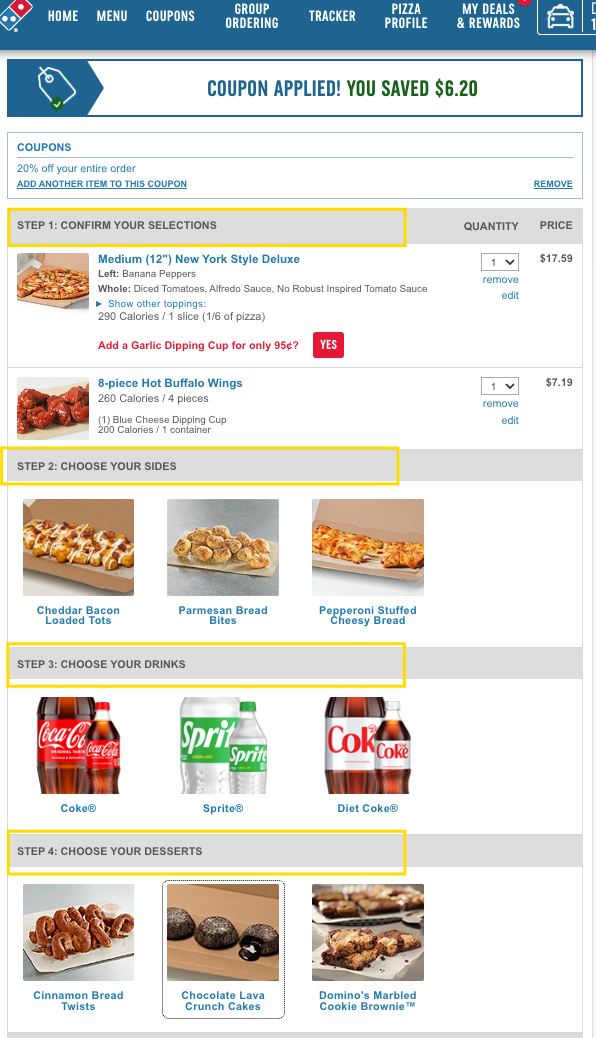 domino's checkout