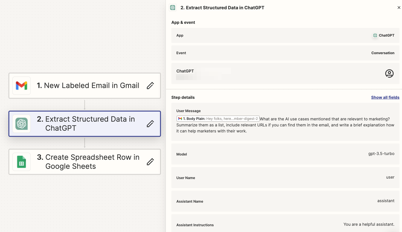 AI Workflow - Extract Content from Email