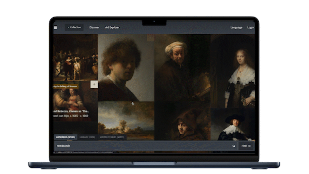 Laptop with the RIjksmuseum website showing Visual Search.