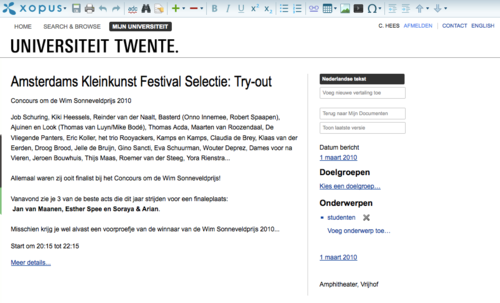 Een krachtige OpenSocial portal en CMS voor Universiteit Twente