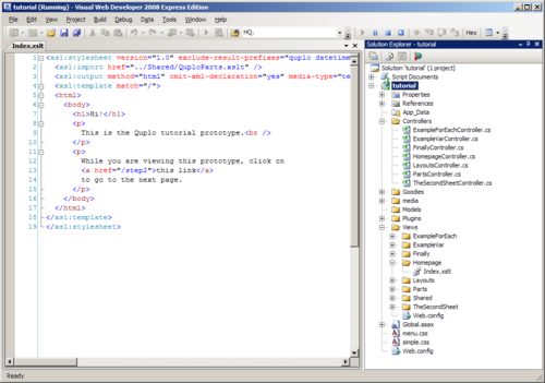 Converteer Quplo prototypes naar ASP.NET MVC