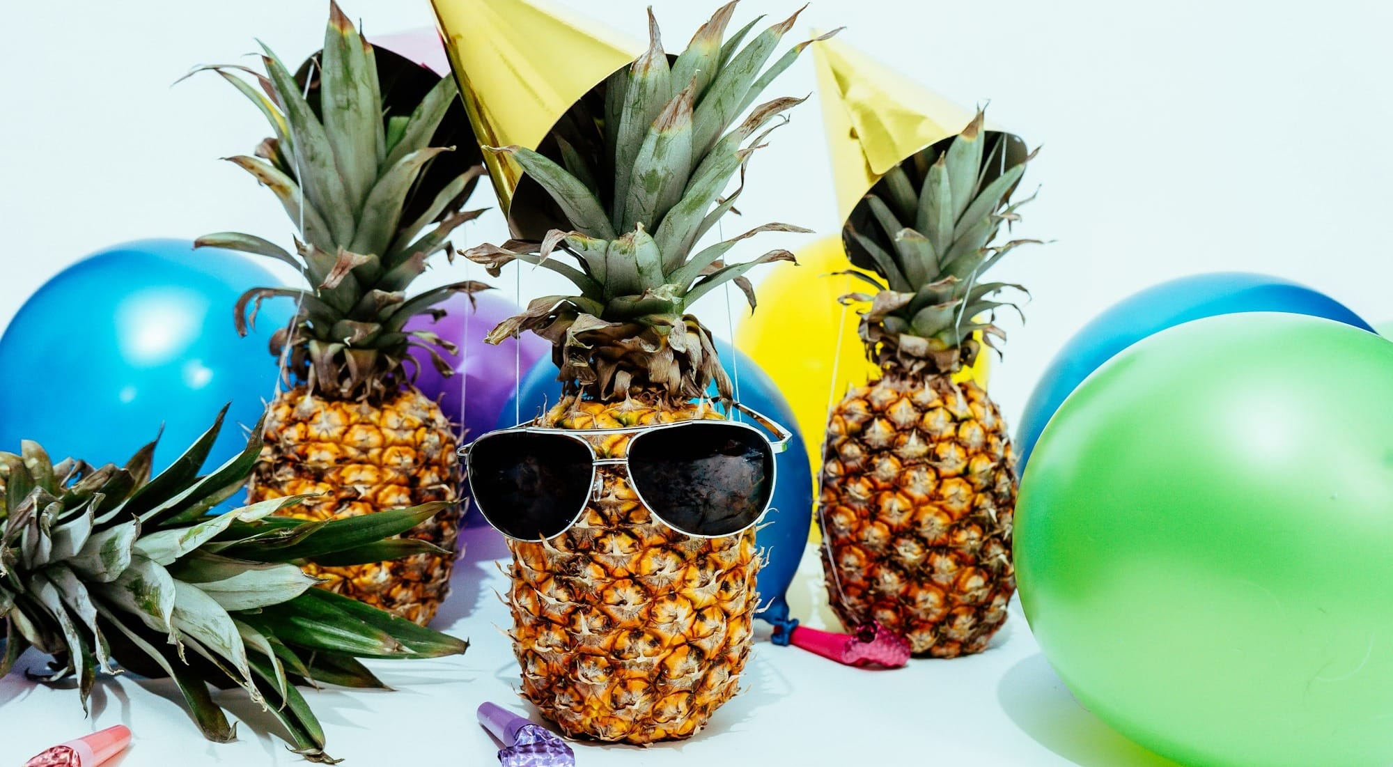 several pineapples at a party