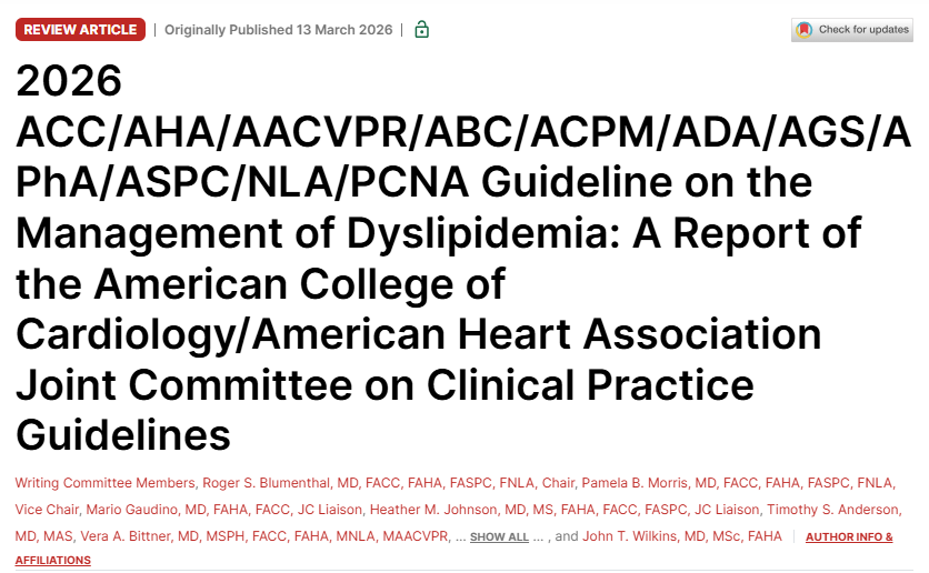 2026 Guideline on the Management of Dyslipidemia