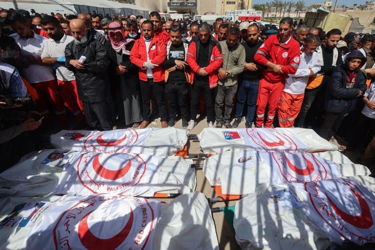 Palestinians mourn medics, killed by Israeli forces