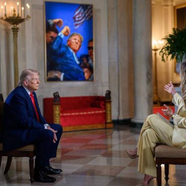 President Donald Trump sits for an interview with Lara Trump