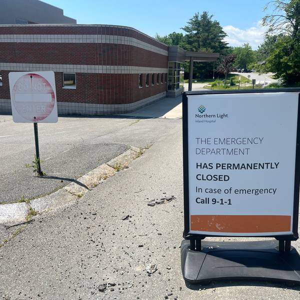 A sign in front of the former Northern Light Inland Hospital