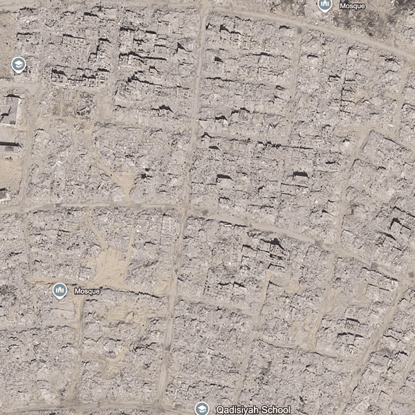 A Google Earth satellite image of the Tal as Sultan refugee camp in Rafah