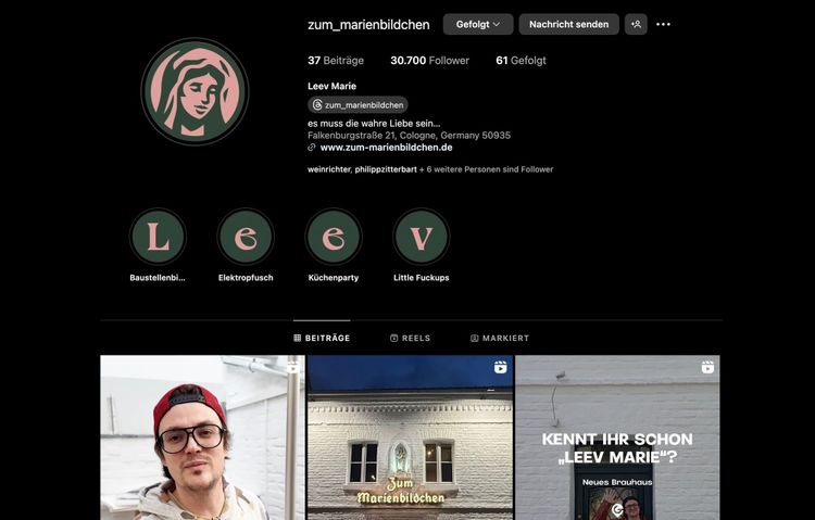 Gestern hat das "Leev Marie – zum Marienbildchen" in Köln eröffnet. Bestes Gastronomie Marketing