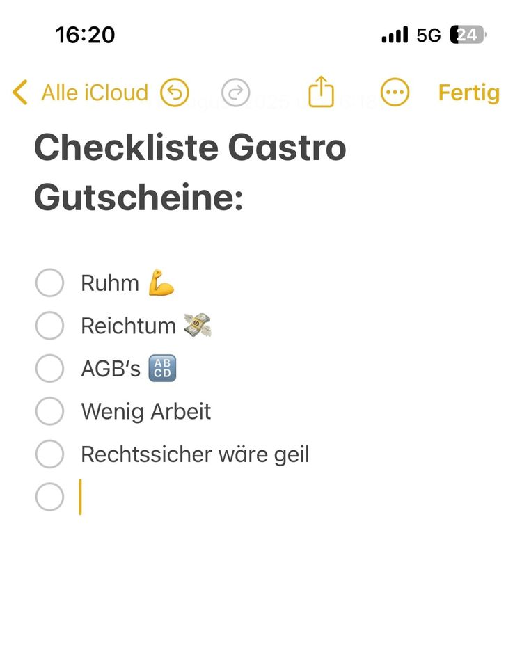 Die "Checkliste" - Allgemeine Geschäftsbedingungen für den Gutscheinverkauf in der Gastronomie aka „Gute Kommunikation“