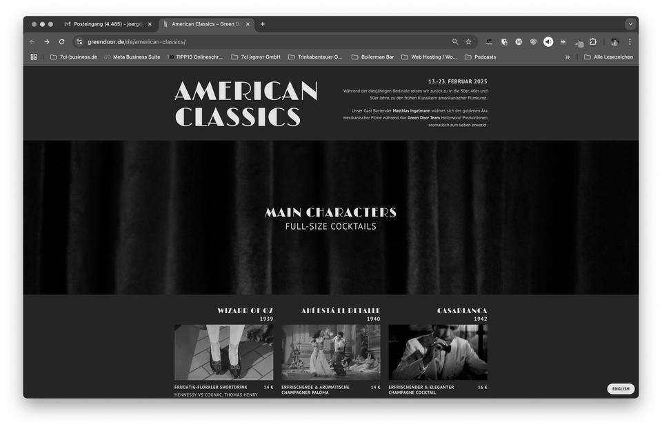 Eine schöne Barkarte. Und Order Anywhere