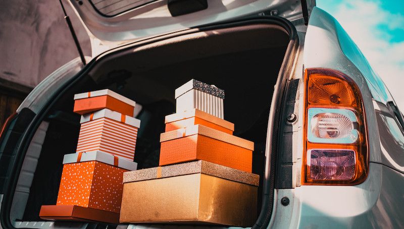Gifts in the back of a car