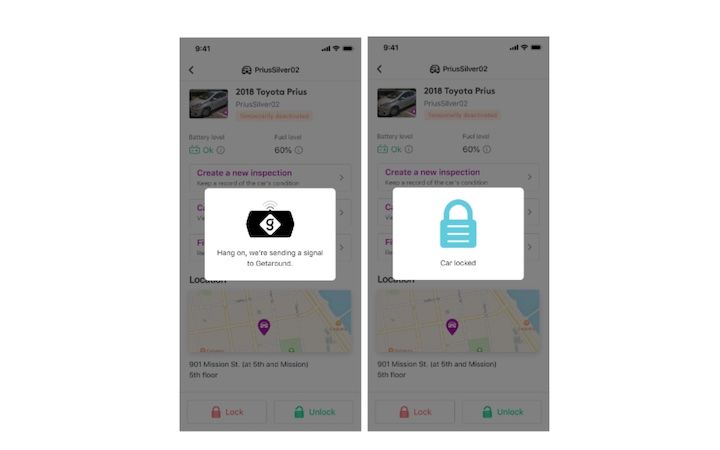 Locking a car on the app
