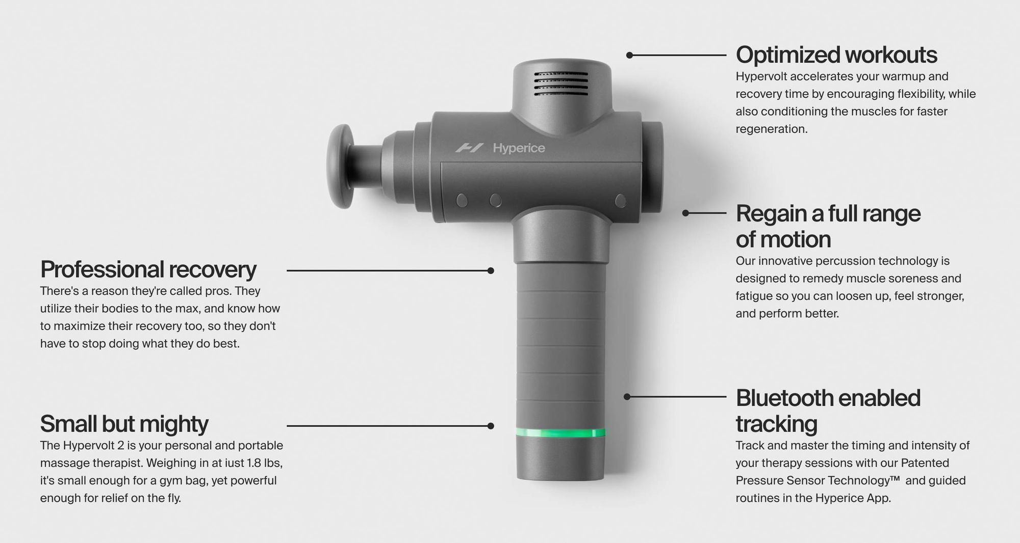 A person using Hyperice massage gun to reduce muscle tension