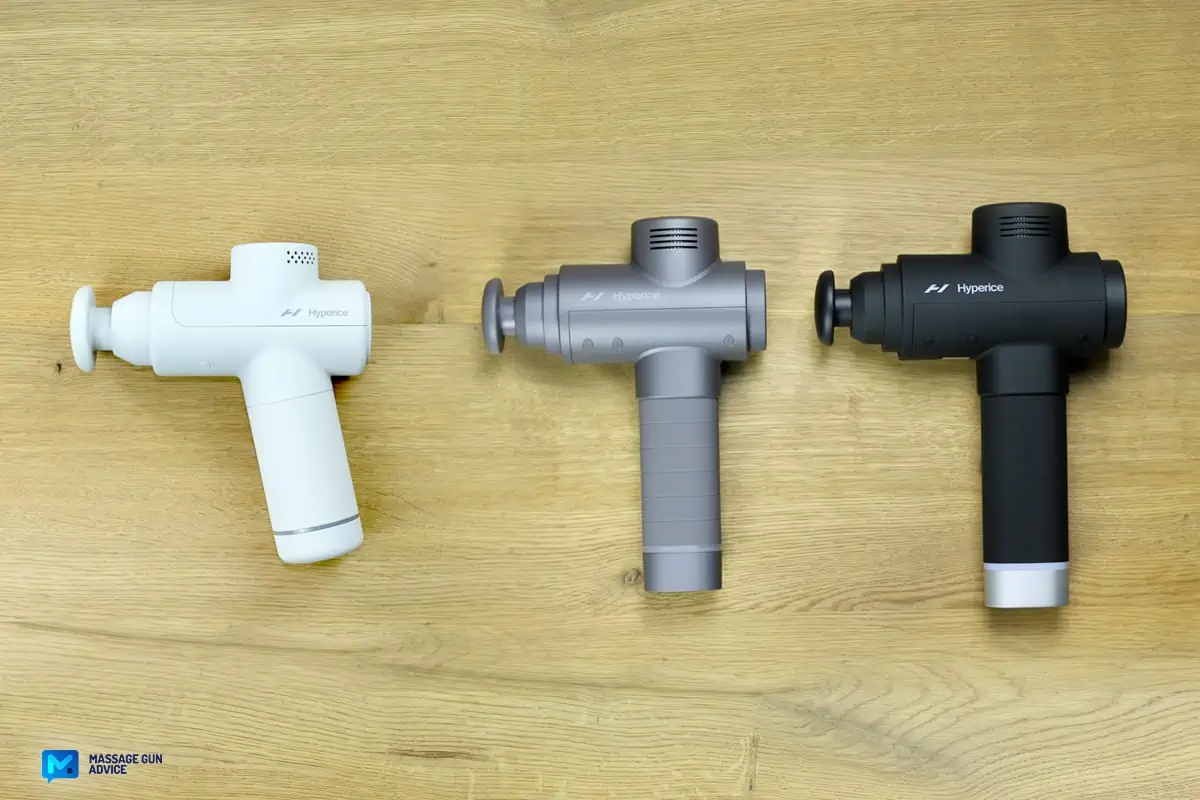 A massage gun with a battery life of up to three hours and five head attachments