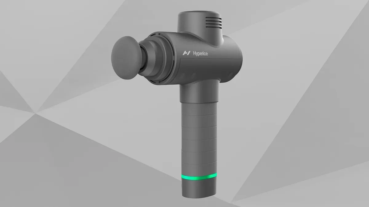 A massage gun with certified personal trainer and speeds ranging from low to maximum