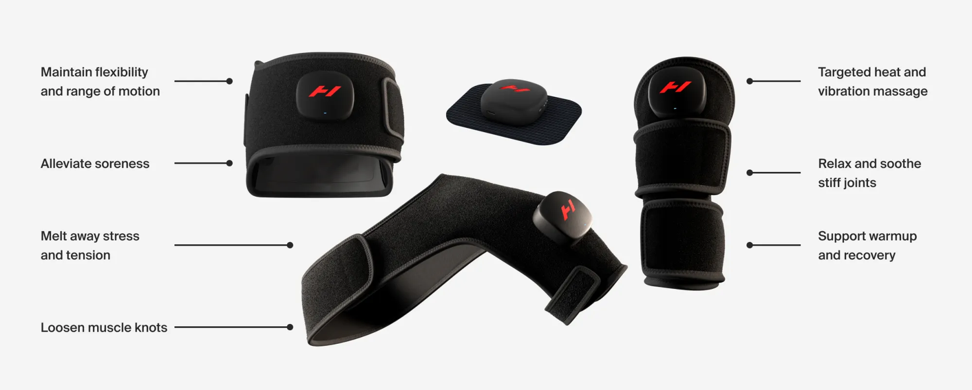 An image of three reusable pads for targeted treatment by Hyperice