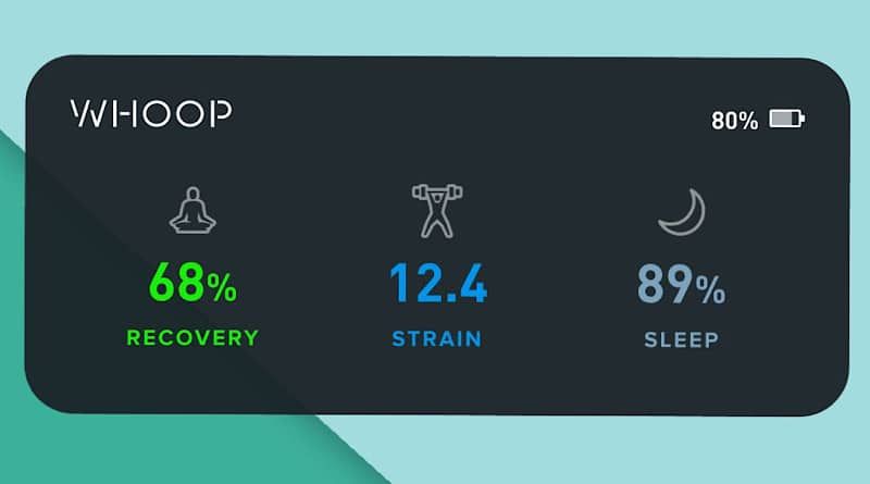 A person using a Whoop band at work or school