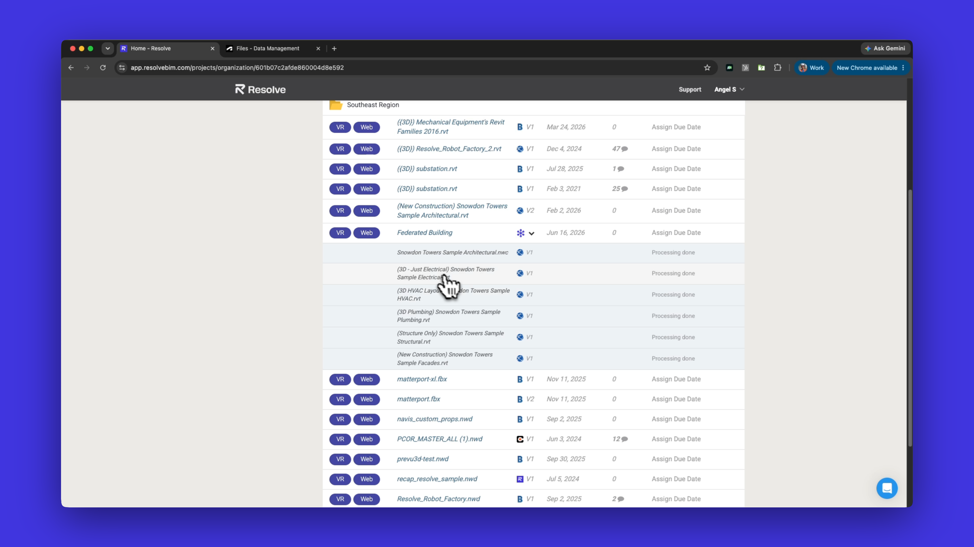 A UI dashboard of the Resolve dashboard, showing a federated model