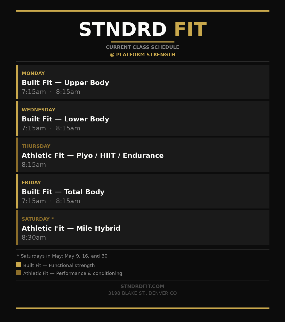 STNDRD FIT Class Schedule