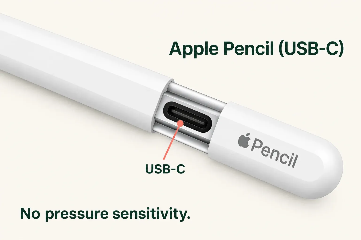 Apple Pencil USB-C with its sliding cap opened to reveal the USB-C connector.