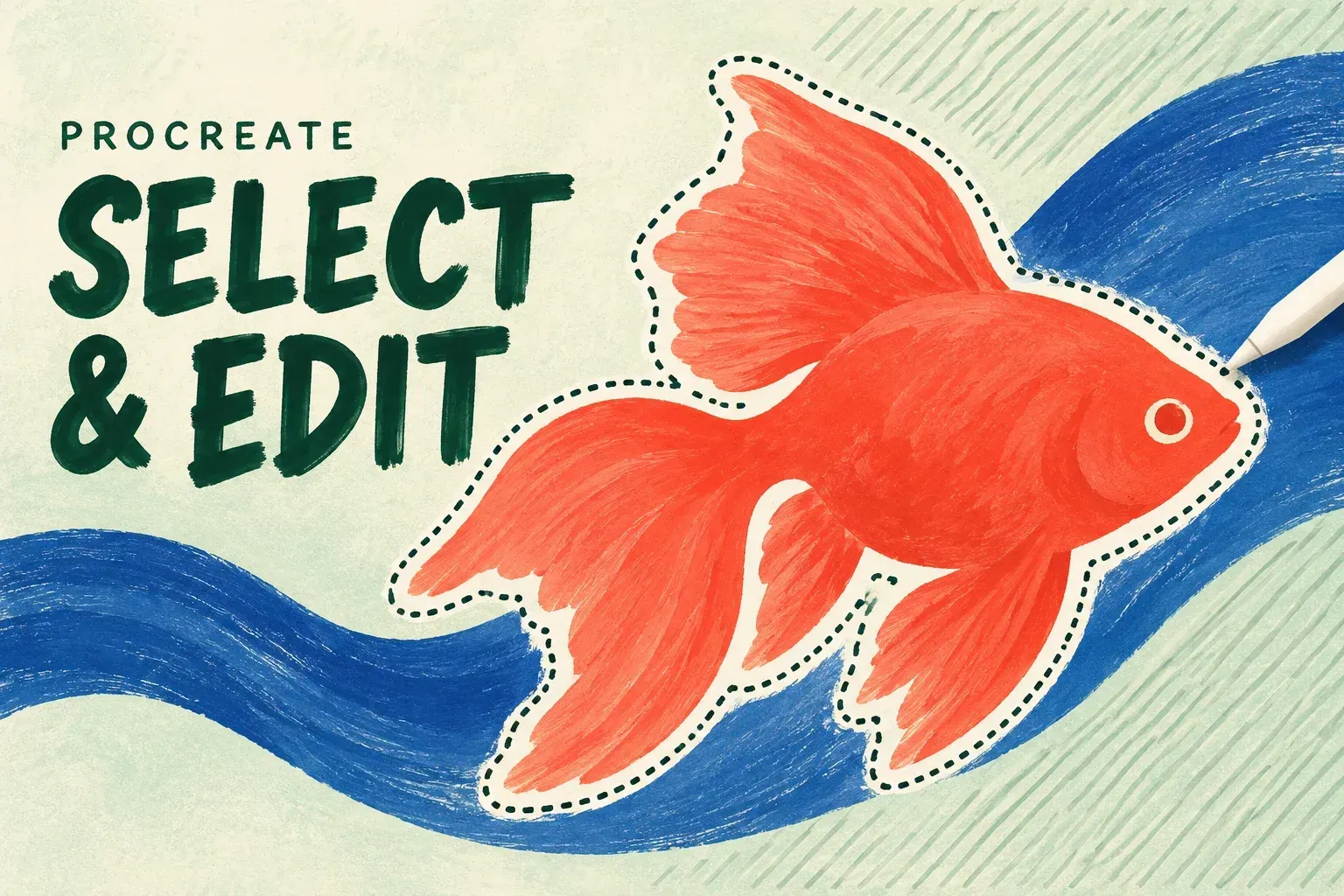 Coral fish enclosed by a dotted selection boundary beside the words Select & Edit.