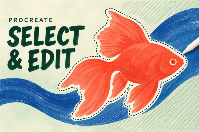 Coral fish enclosed by a dotted selection boundary beside the words Select & Edit.