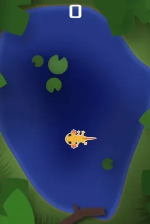 Screen recording of a topdown game where the axolotl is avoiding carp, heron, and snakes