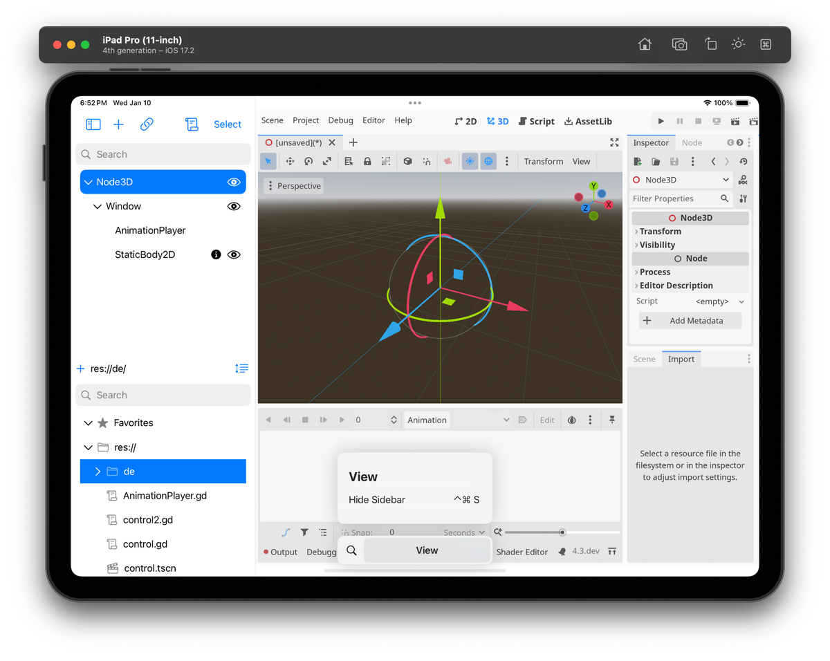 Part 3: iGodot: ScenePad