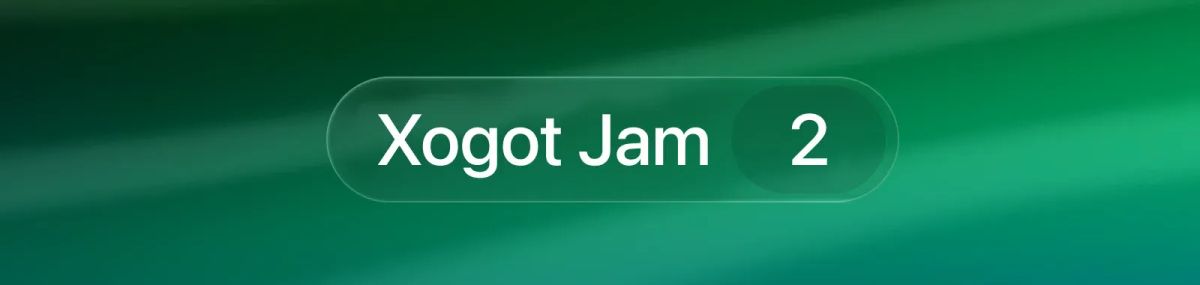 Xogot Jam 2 in Liquid Glass style with "2" selected