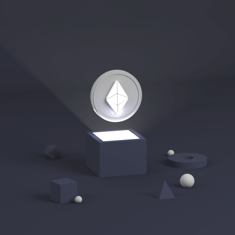 Image showing an Ethereum token lit up in a dark room, representing blockchain transactions and the importance of using an ETH gas fee tracker to monitor costs.