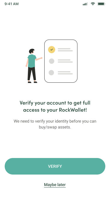 RockWallet App account verification