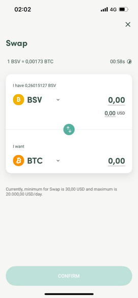RockWallet App - Swap Crypto Confirm screen