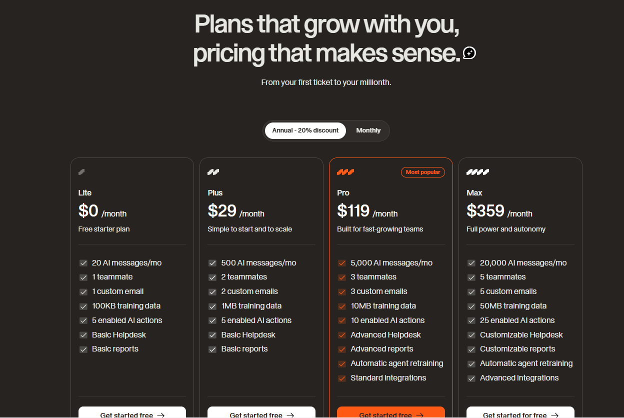 Weav pricing table