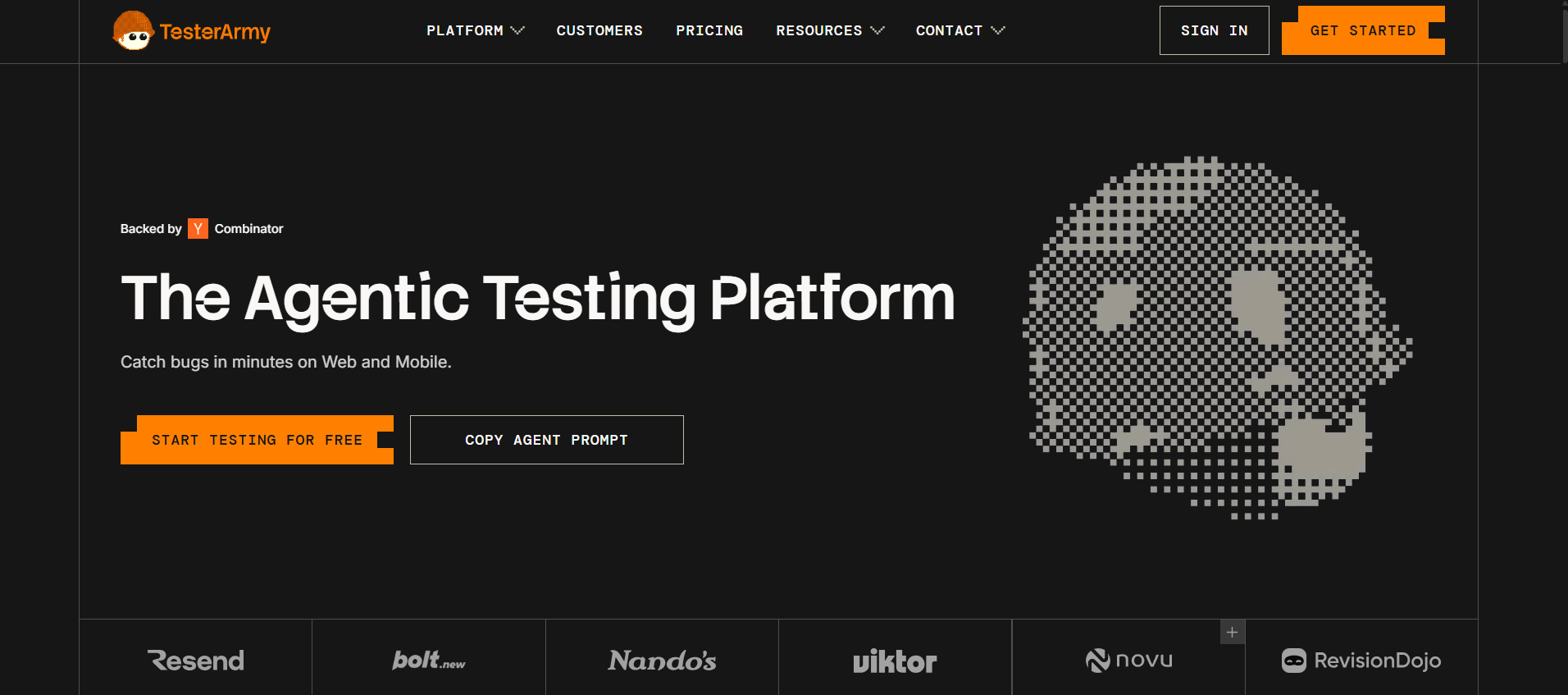 Landing page testerarmy