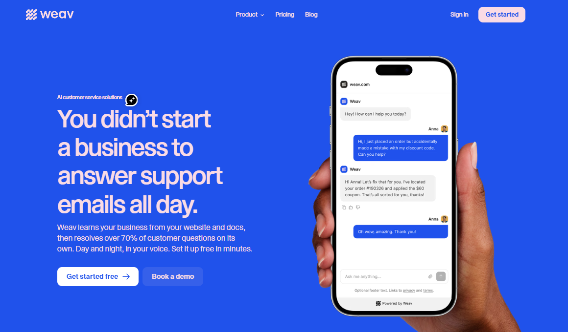 Weav landing page