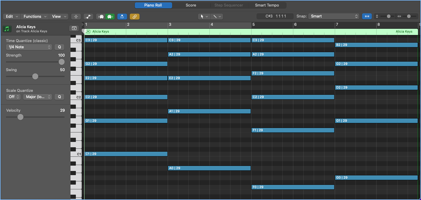 Using the piano to accent chord changes