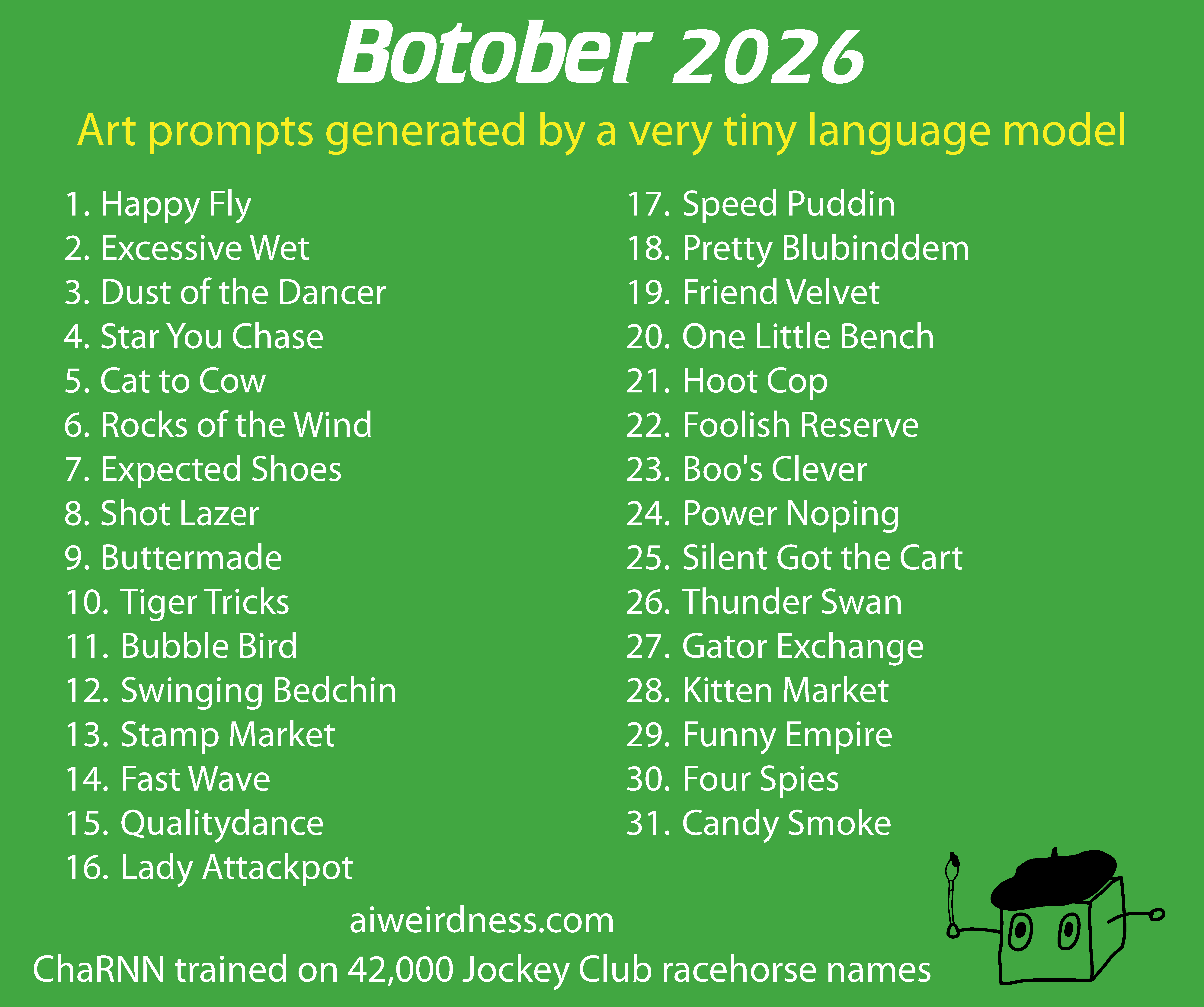 Giddy up, it's Botober 2026