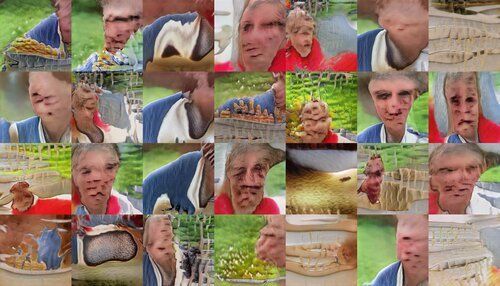 The background is very stripey/rippled, and although the people are more identifiable as such, their faces are rippled as well, with deeper ripples for eyes and far too many other orifices. The background is very stripey/rippled, and although the people are more identifiable as such, their faces are rippled as well, with deeper ripples for eyes and far too many other orifices.