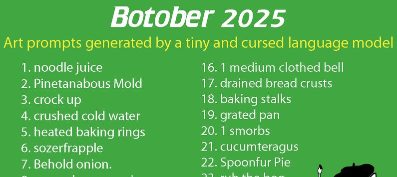 Botober 2025: Terrible recipes from a tiny neural net