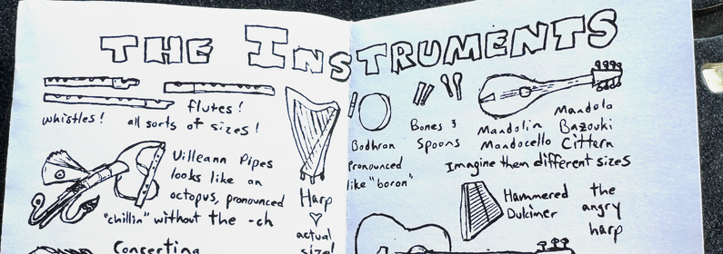 Preview of the page on Irish music instruments (more detail in the article)