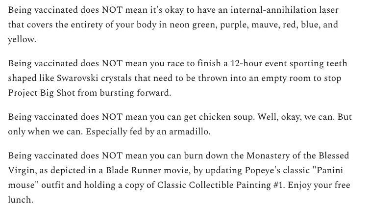 Being vaccinated does NOT...