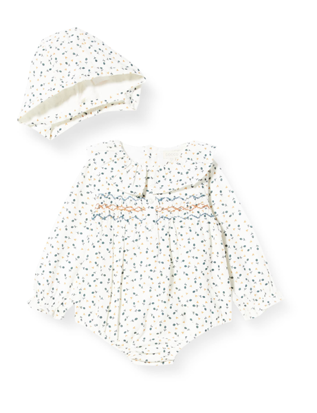 Ranita Nido de Abeja con Capota Vestido para Bebés