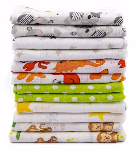 set de 12 paños de muselina de doble tejido