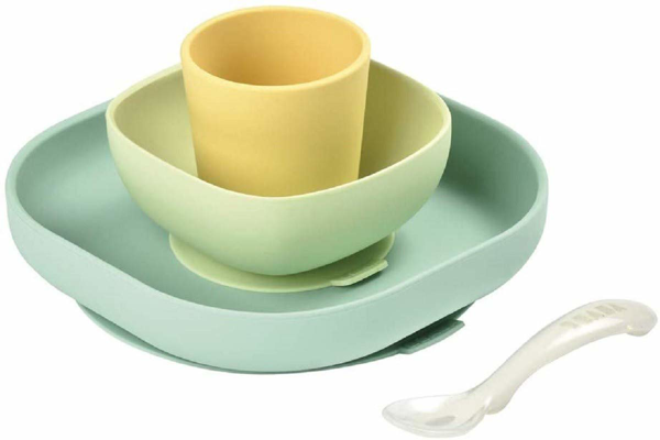 BÉABA Juego de Vajilla en Silicona Infantil con ventosa