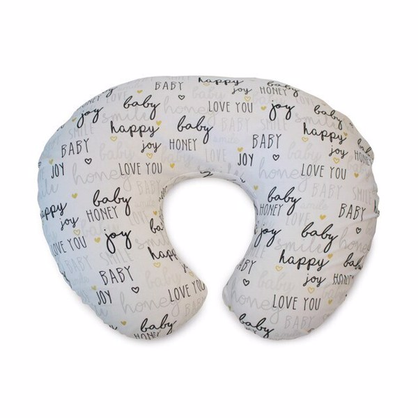 Almohada de Lactancia Chicco Boppy Hello Baby gris con estampado de letras